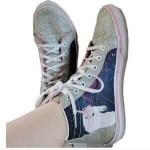 Unicorn Glitter Hi Tops Sneakers Sk8 Shoes Vans Digi Zip Up WOMEN'S WOMAN'S 6.5